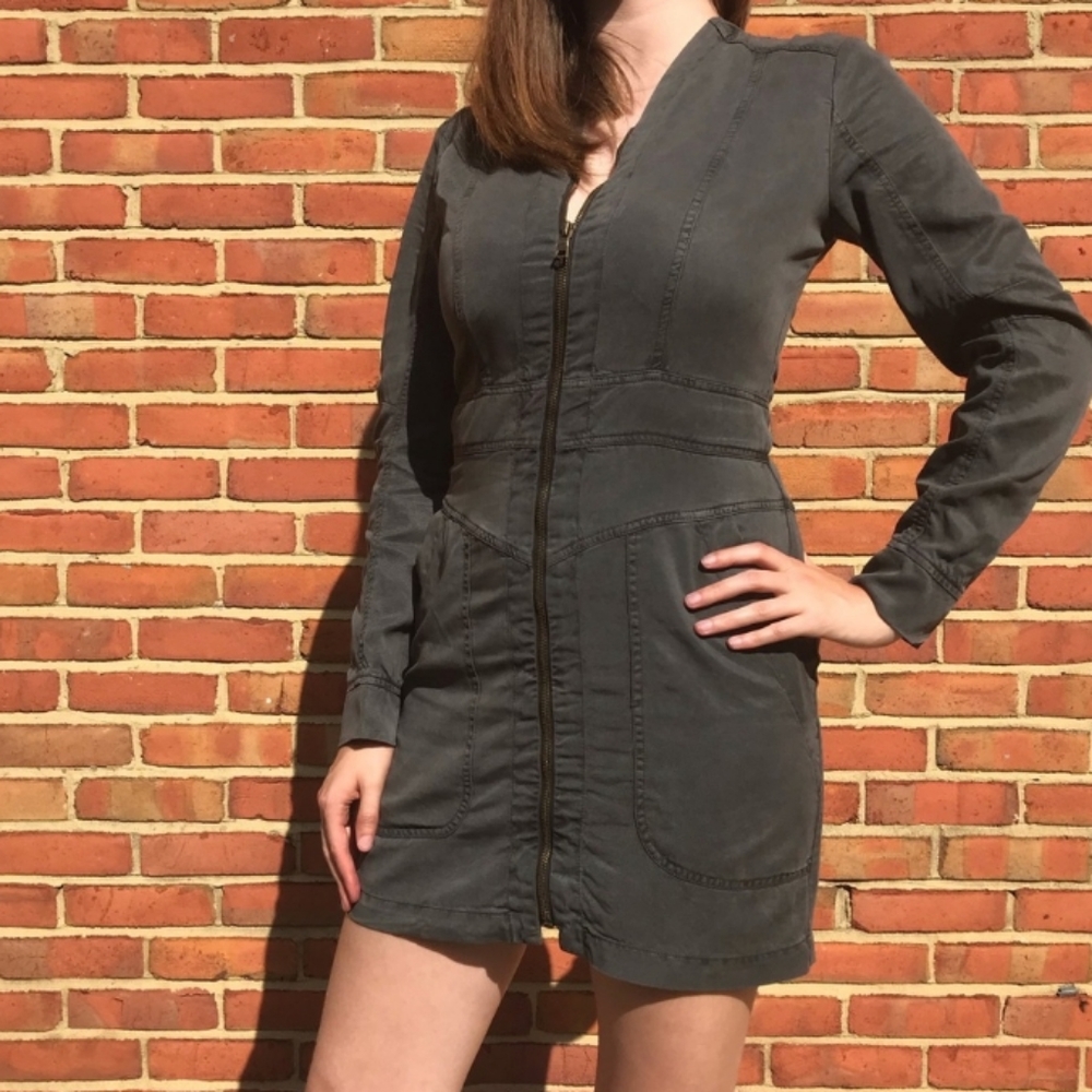 Revolve X YFB super comfortable, sexy, gunmetal grey zip up dress.
